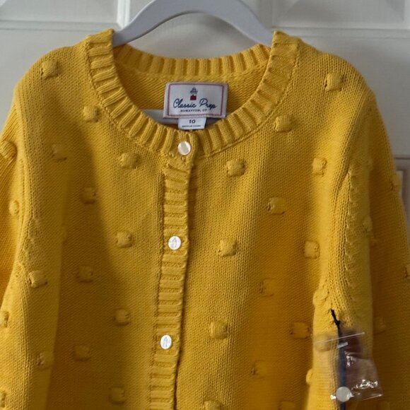 New Classic Prep Girls Elise Popcorn Cardigan Banana Cream Yellow Size 10 - Picture 9 of 15